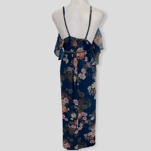 Yumi Kim Blue Floral Cold Shoulder Wrap Dress - Picture 2 of 10